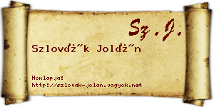 Szlovák Jolán névjegykártya