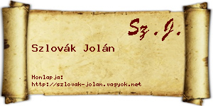 Szlovák Jolán névjegykártya